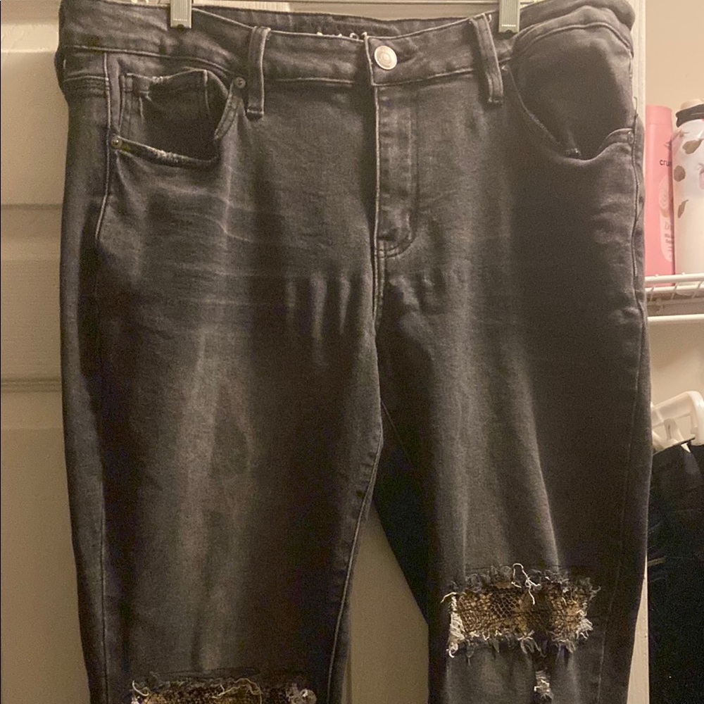 Men’s Rue21 Black Skinny Jeans with Distressed Details